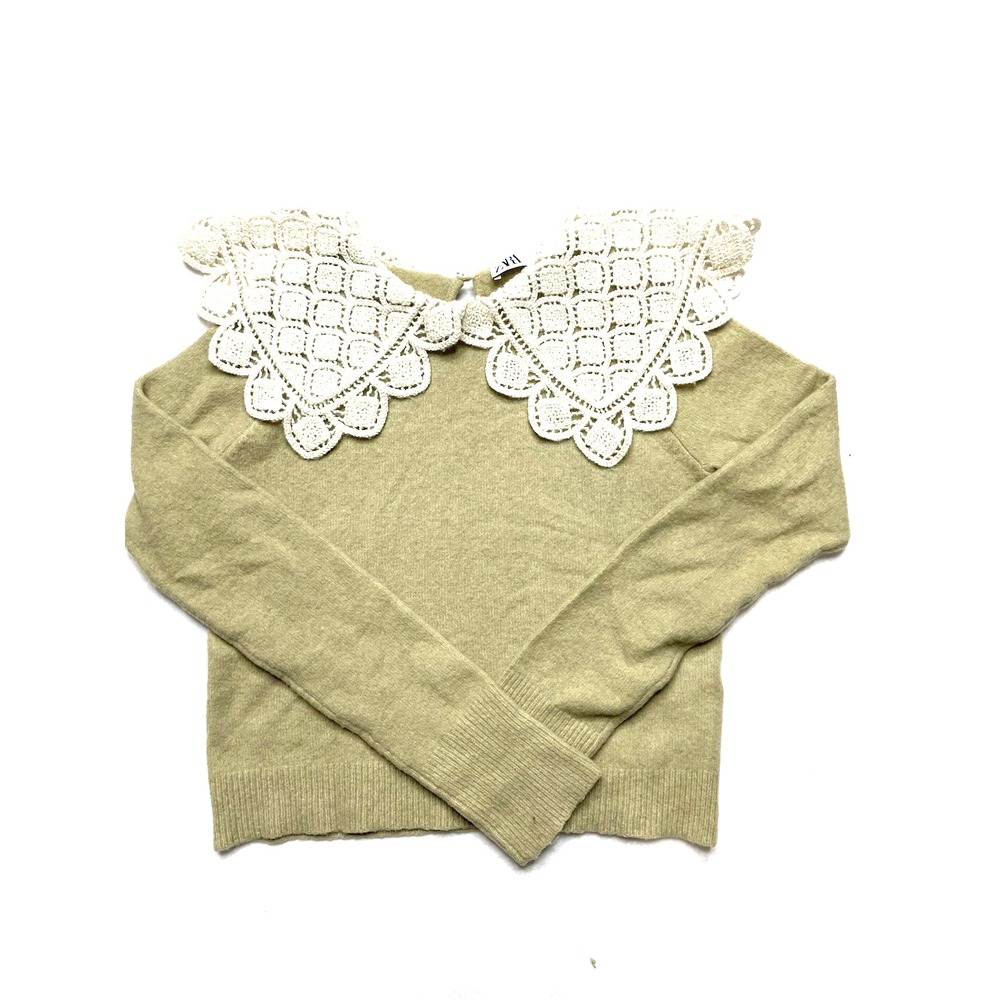 Cottagecore Twee Vtg Romantic Sage Green Coquette‎ Sweater Light Academia Small